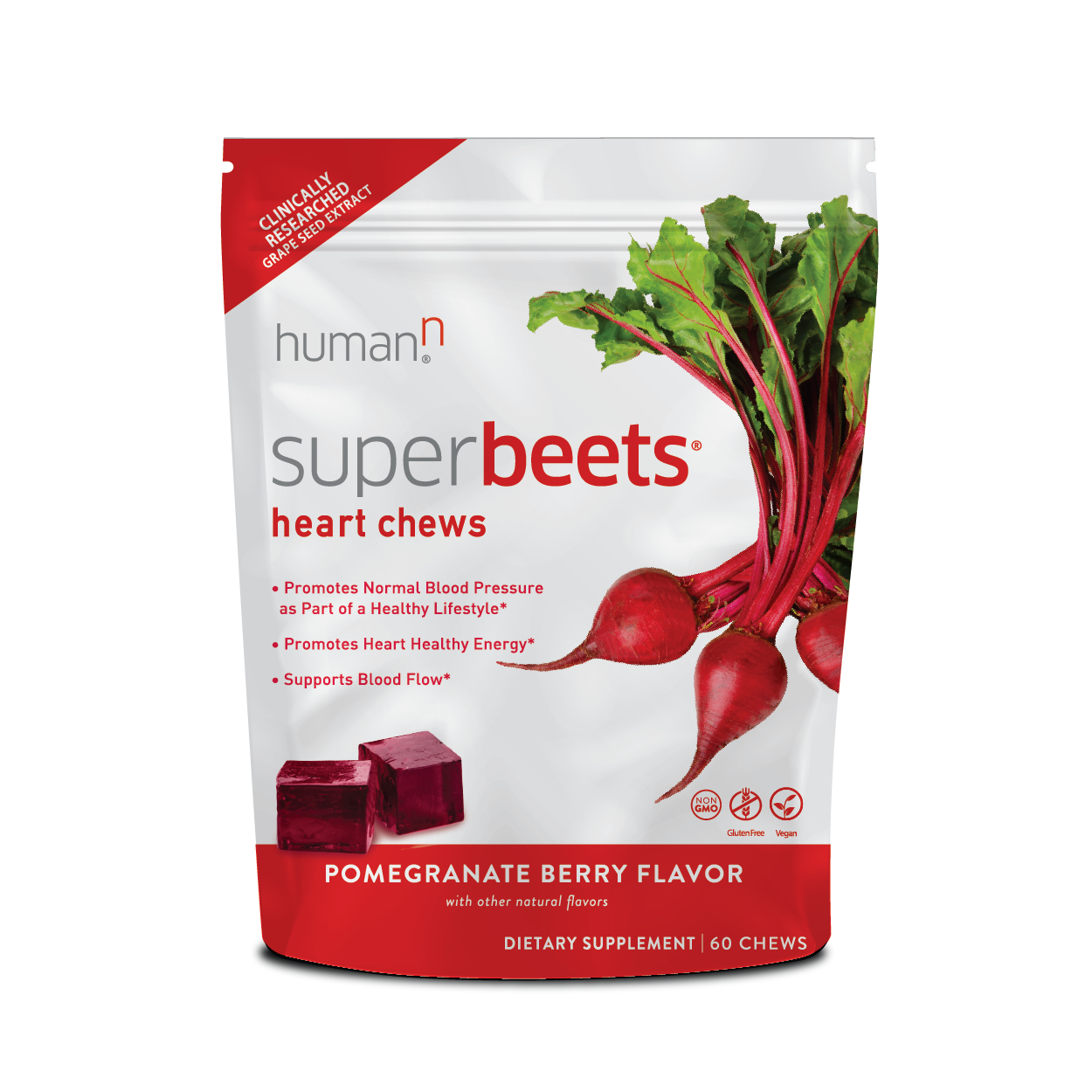 SuperBeets Heart Chews Pomegranate Berry 60 Chews